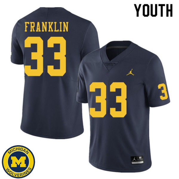 Youth Michigan Wolverines #33 Leon Franklin Navy High School Jersey